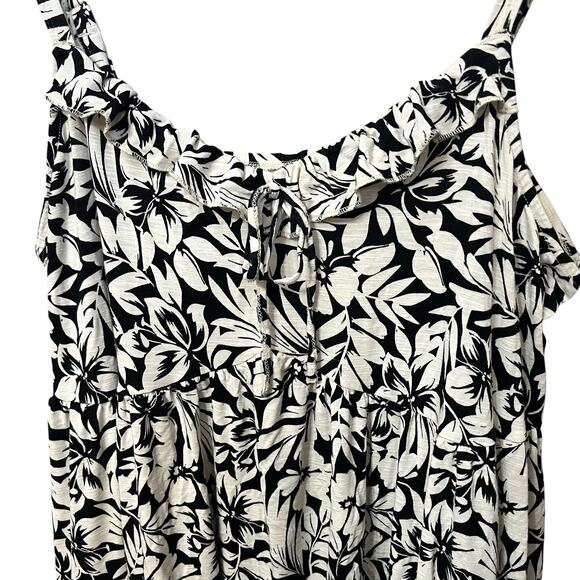 Torrid Tiered Ruffle Babydoll Tank Top 3X Tropical Floral Print Slub Jersey Knit - Picture 2 of 10